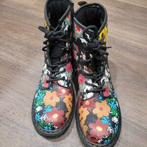 SOLD 1460 Pascal Floral Mash Up Leather Lace Up Boots